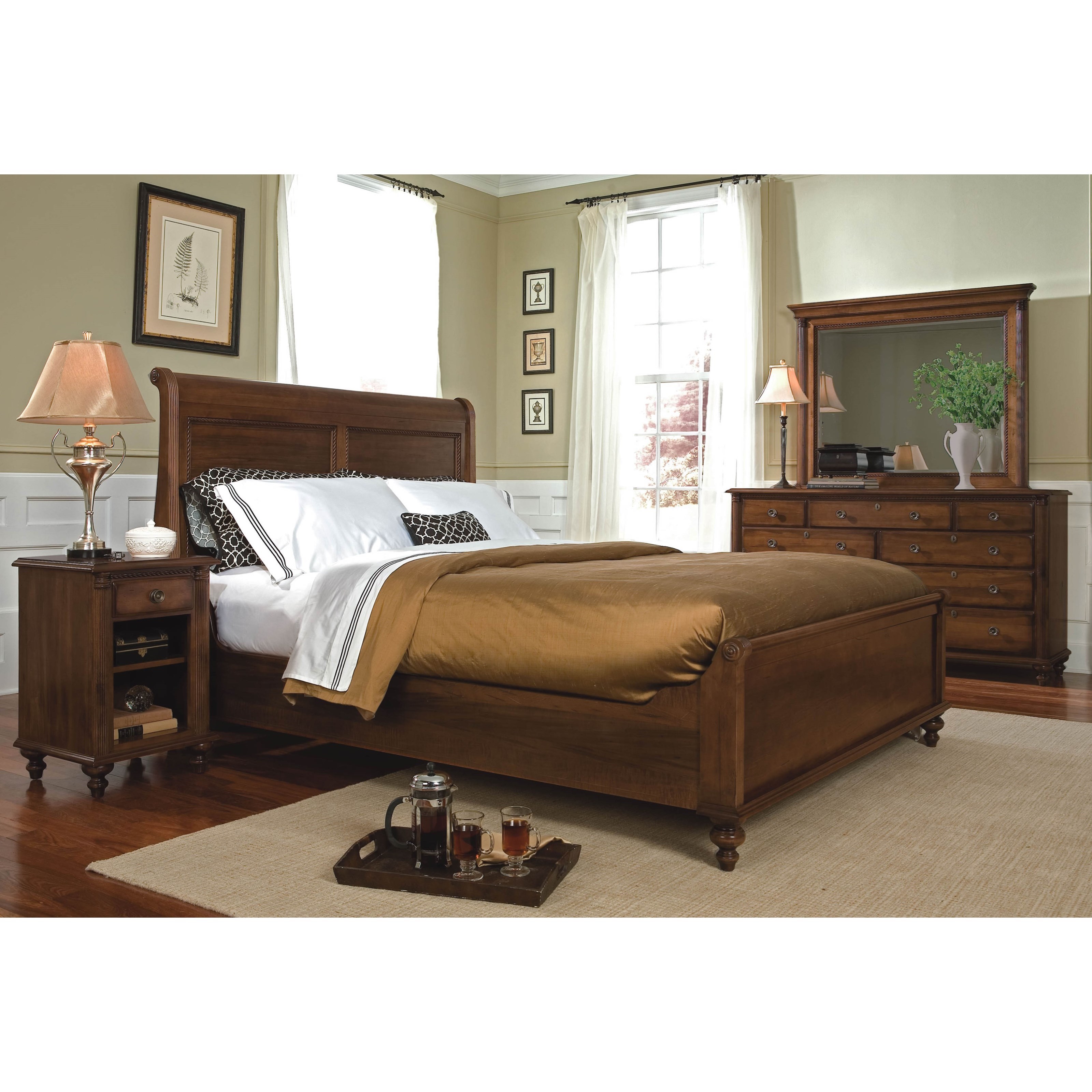 Durham Saville Row Traditional Queen Sleigh Bed with Low Footboard Jacksonville Furniture Mart